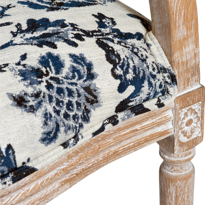 Blue Fowl & Fruit Jacquard Chair - Bratton's Uniques & Antiques