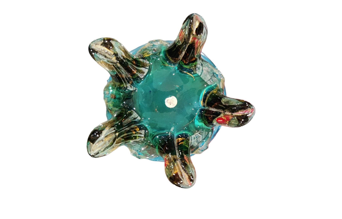 Blue Hand Blown Glass Deco Vase - Bratton House Antiques