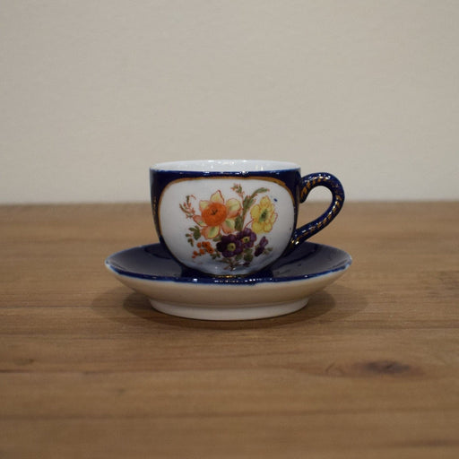 Blue Porcelain Miniature Teacup & Saucer - Bratton's Uniques & Antiques