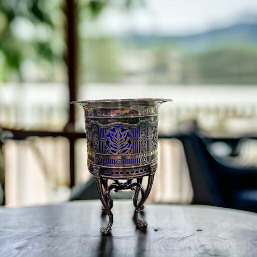 Cobalt Blue & Silver Planter - Bratton's Uniques & Antiques