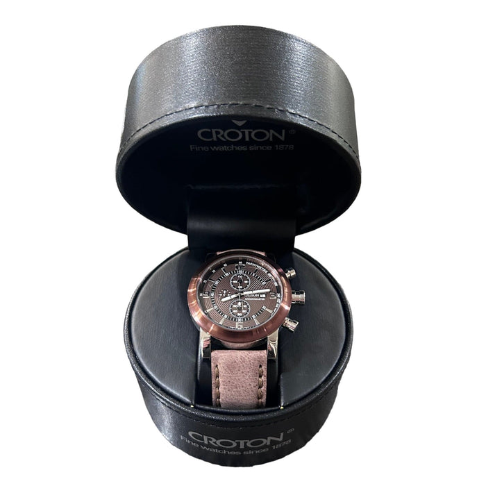 Croton Mens Chronomaster Chronograph Italian Leather strap - Bratton's Uniques & Antiques