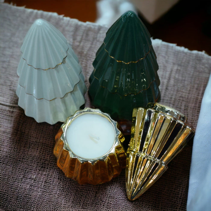 Gold Tried & True Mulled Cidar Gilded Tree Ceramic Candle - Bratton's Uniques & Antiques