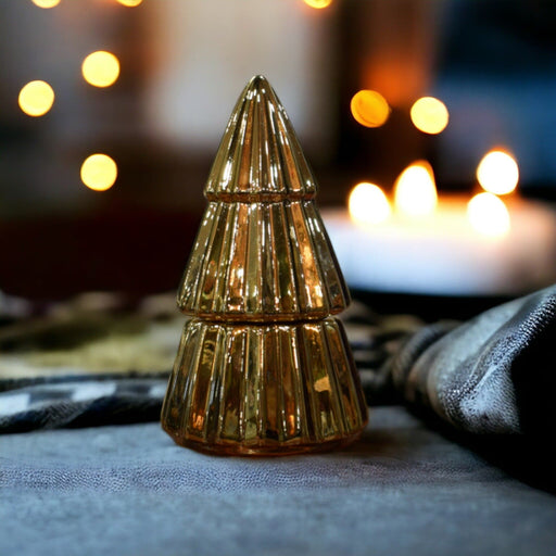 Gold Tried & True Mulled Cidar Gilded Tree Ceramic Candle - Bratton's Uniques & Antiques