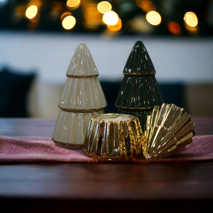 Gold Tried & True Mulled Cidar Gilded Tree Ceramic Candle - Bratton's Uniques & Antiques