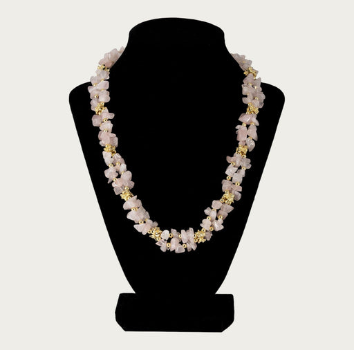 Italian Rose Quartz and Gold Plated Necklace (1223) - Bratton's Uniques & Antiques