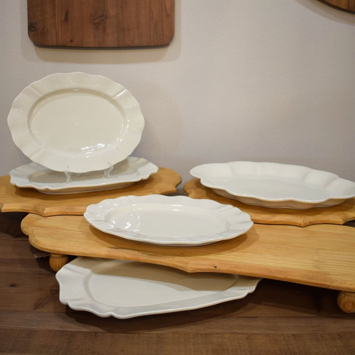 Large Oval Wooden Footed Serving Platform - Bratton's Uniques & Antiques