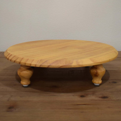 Small Round Wooden Footed Serving Platform - Bratton's Uniques & Antiques