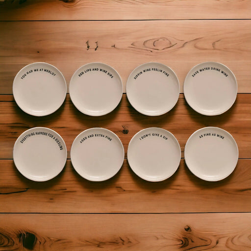 Stoneware Plate with Wine Saying - Bratton's Uniques & Antiques