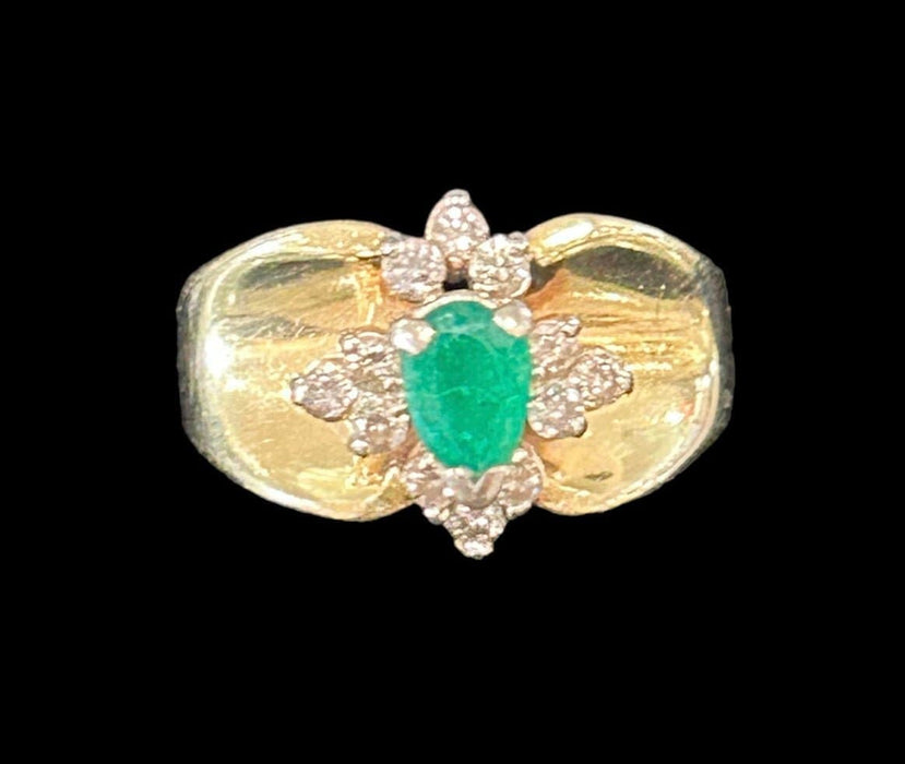 Unique Antique Emerald & Diamond Ring size 9.25 - Bratton House Antiques