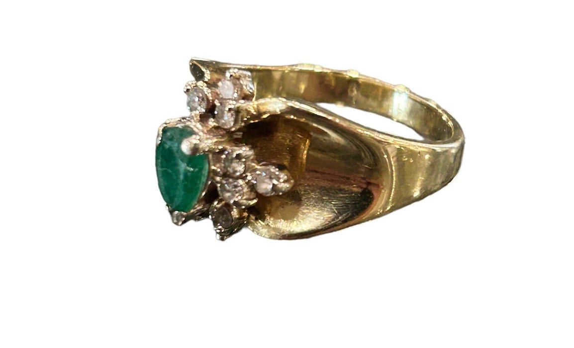 Unique Antique Emerald & Diamond Ring size 9.25 - Bratton House Antiques