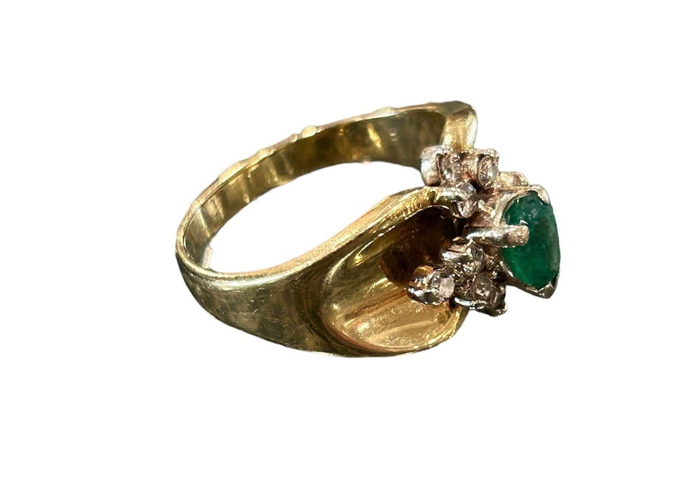 Unique Antique Emerald & Diamond Ring size 9.25 - Bratton House Antiques
