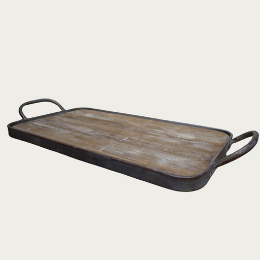 Wood And Metal Rectangular Tray - Bratton's Uniques & Antiques