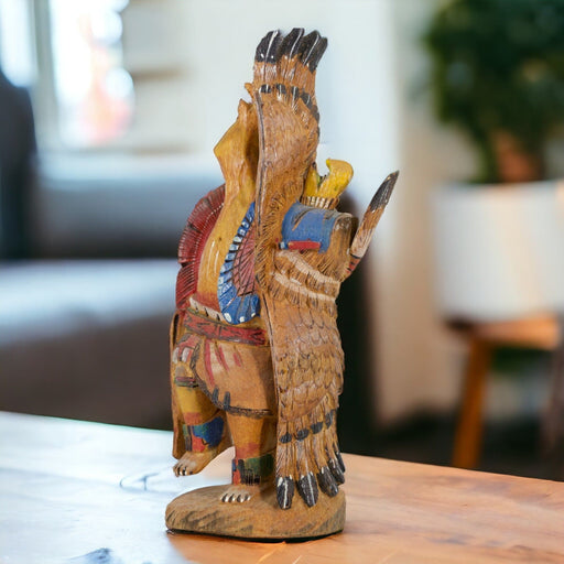 Wooden Native American Statue - Bratton's Uniques & Antiques