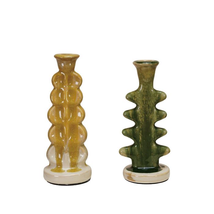 Terra-cotta Formed Taper Holder, 2 Styles (Each Will Vary)
