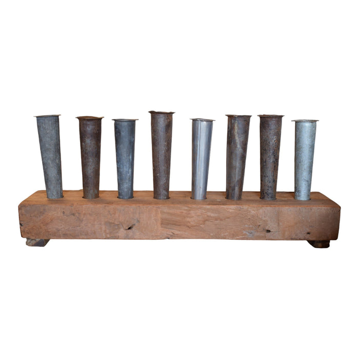 Flower Centerpiece of Primitive Wood and Tin - Bratton House