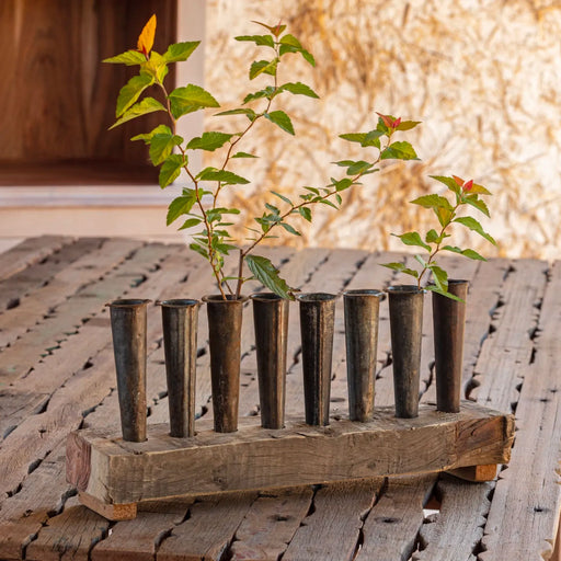 Flower Centerpiece of Primitive Wood and Tin - Bratton House