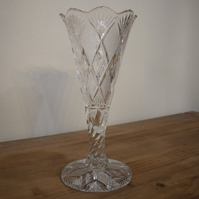 Pressed Glass Trumpet Vase - Bratton's Uniques & Antiques