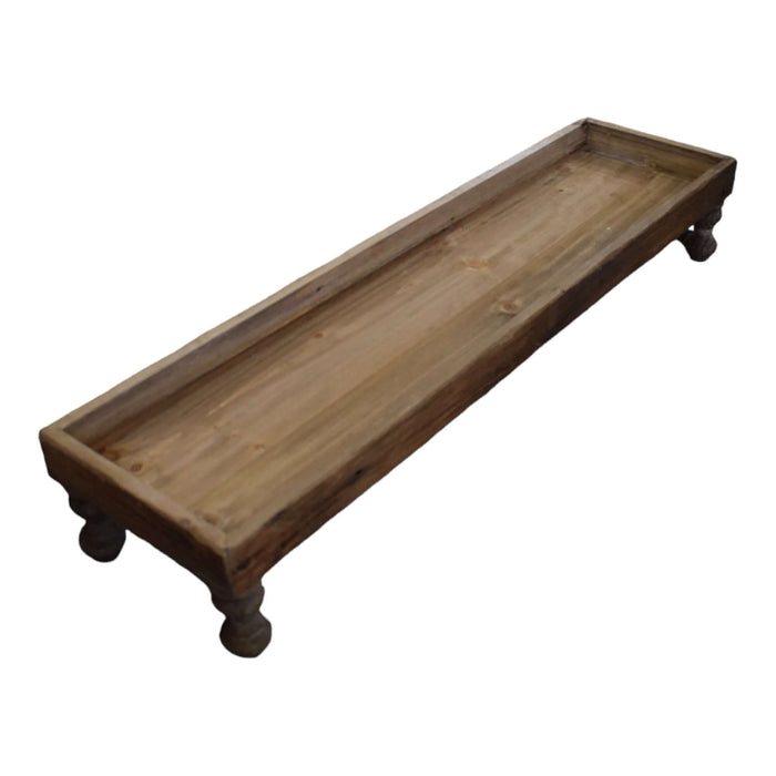Small Wooden Serving Tray on Turned Legs - Bratton's Uniques & Antiques
