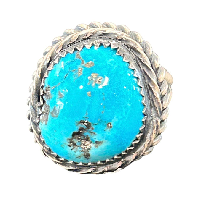 S/S Eli Skeets Kingman Turquoise Ring Sz 6 No. N23 - Bratton House Antiques