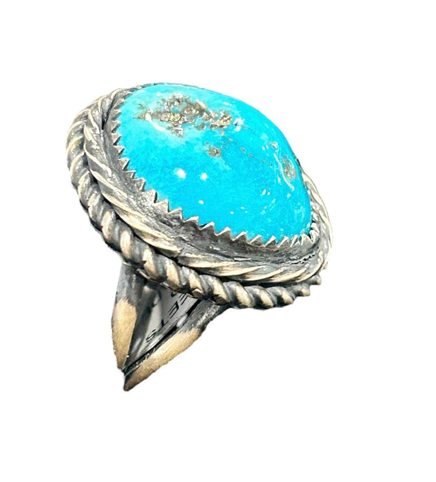 S/S Eli Skeets Kingman Turquoise Ring Sz 6 No. N23 - Bratton House Antiques