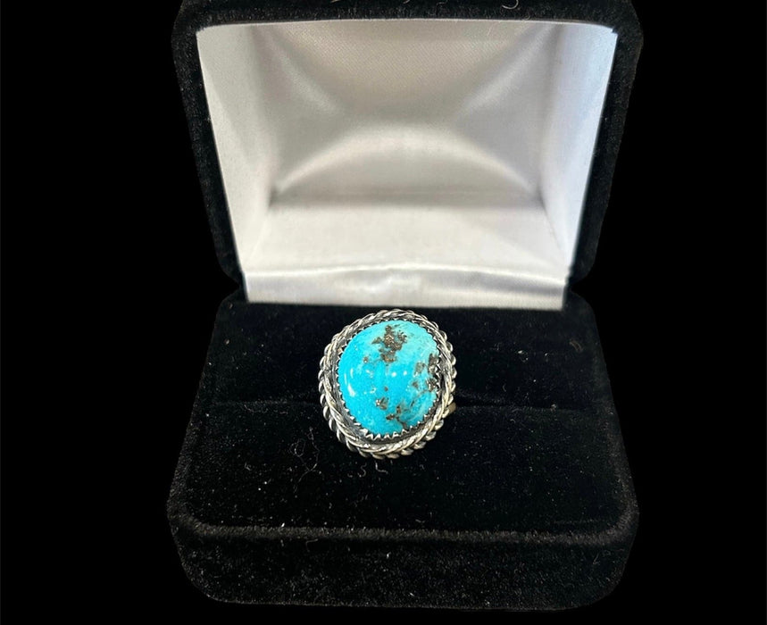 S/S Eli Skeets Kingman Turquoise Ring Sz 6 No. N23 - Bratton House Antiques