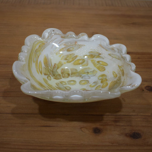 Vintage Yellow Spotted Murano Glass Dish - Bratton's Uniques & Antiques